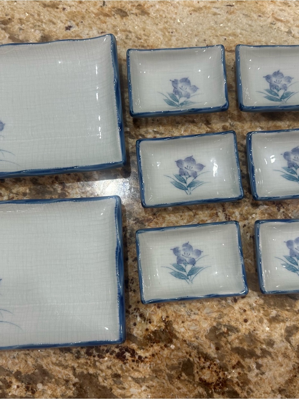 8 pc floral ceramic sushi and dipping plates